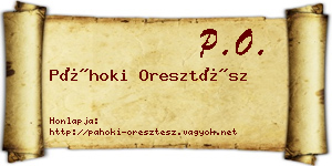 Páhoki Oresztész névjegykártya